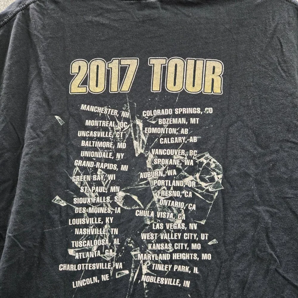 Def Leppard Men Shirt 2XL Black Graphic Print Tesla Tour Band‎ Tee Logo